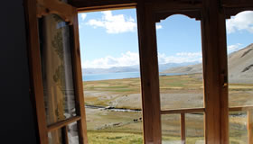 Tsomoriri View from - Hotel Lake View Window